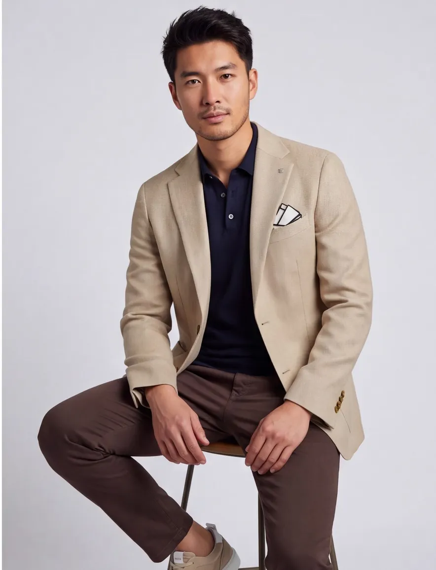 Colbert Born with Appetite beige slim fit linnen
