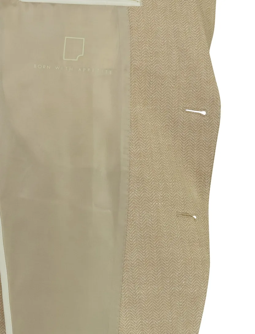 Linnen colbert met voering Born with Appetite beige slim fit