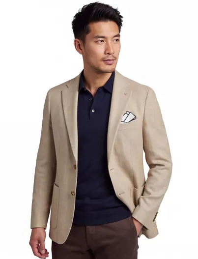 Born With Appetite Linnen colbert met voering Born with Appetite beige slim fit