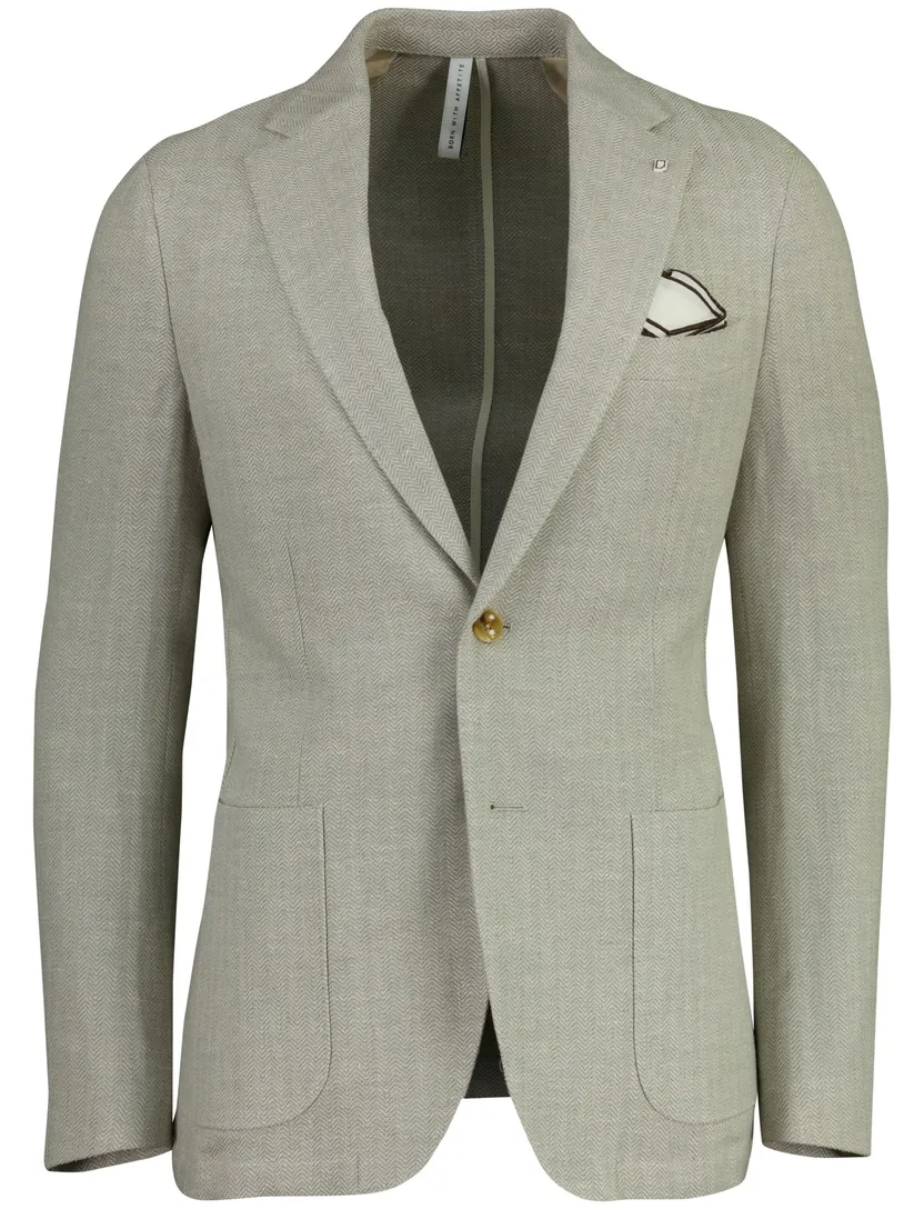 Linnen colbert met voering Born with Appetite grijs slim fit
