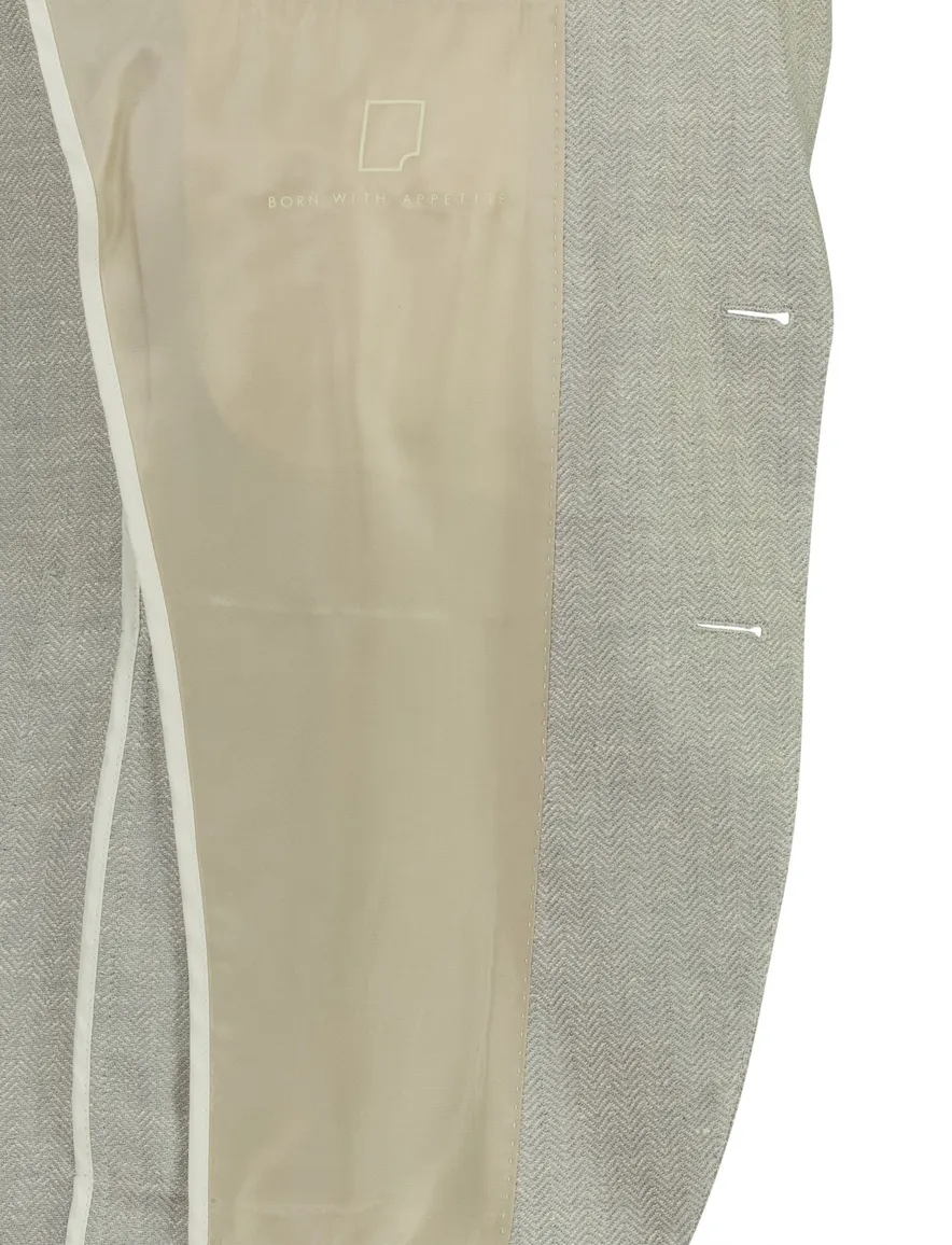 Colbert Born with Appetite grijs slim fit linnen