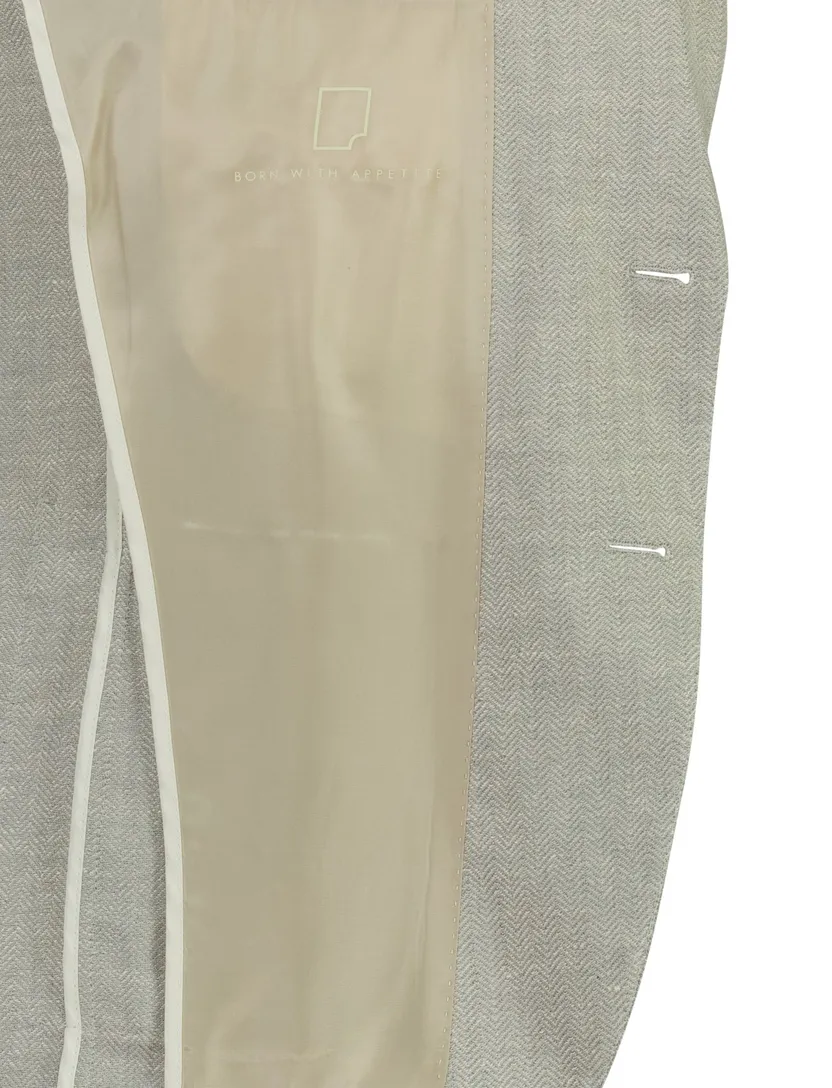 Linnen colbert met voering Born with Appetite grijs slim fit