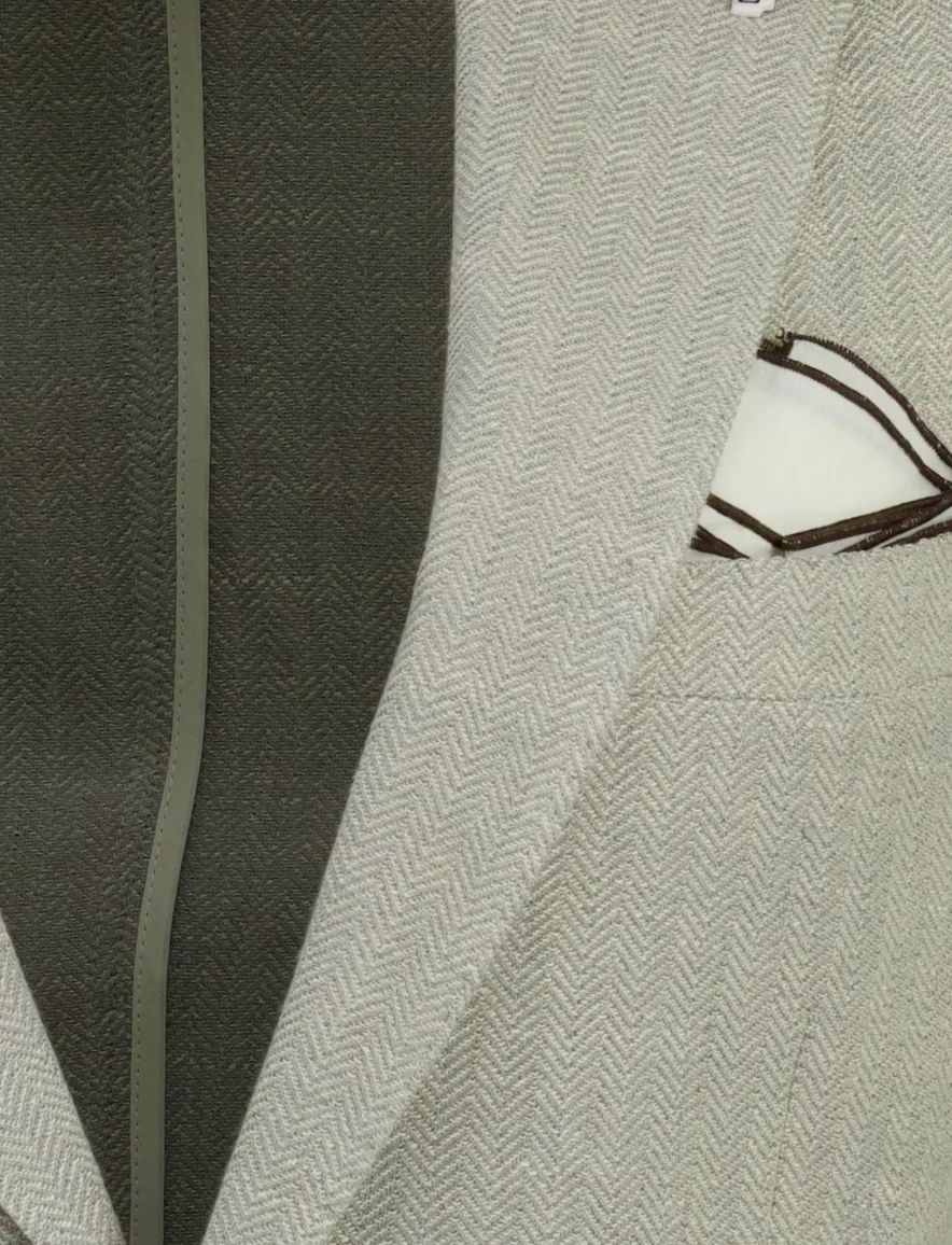 Colbert Born with Appetite grijs slim fit linnen