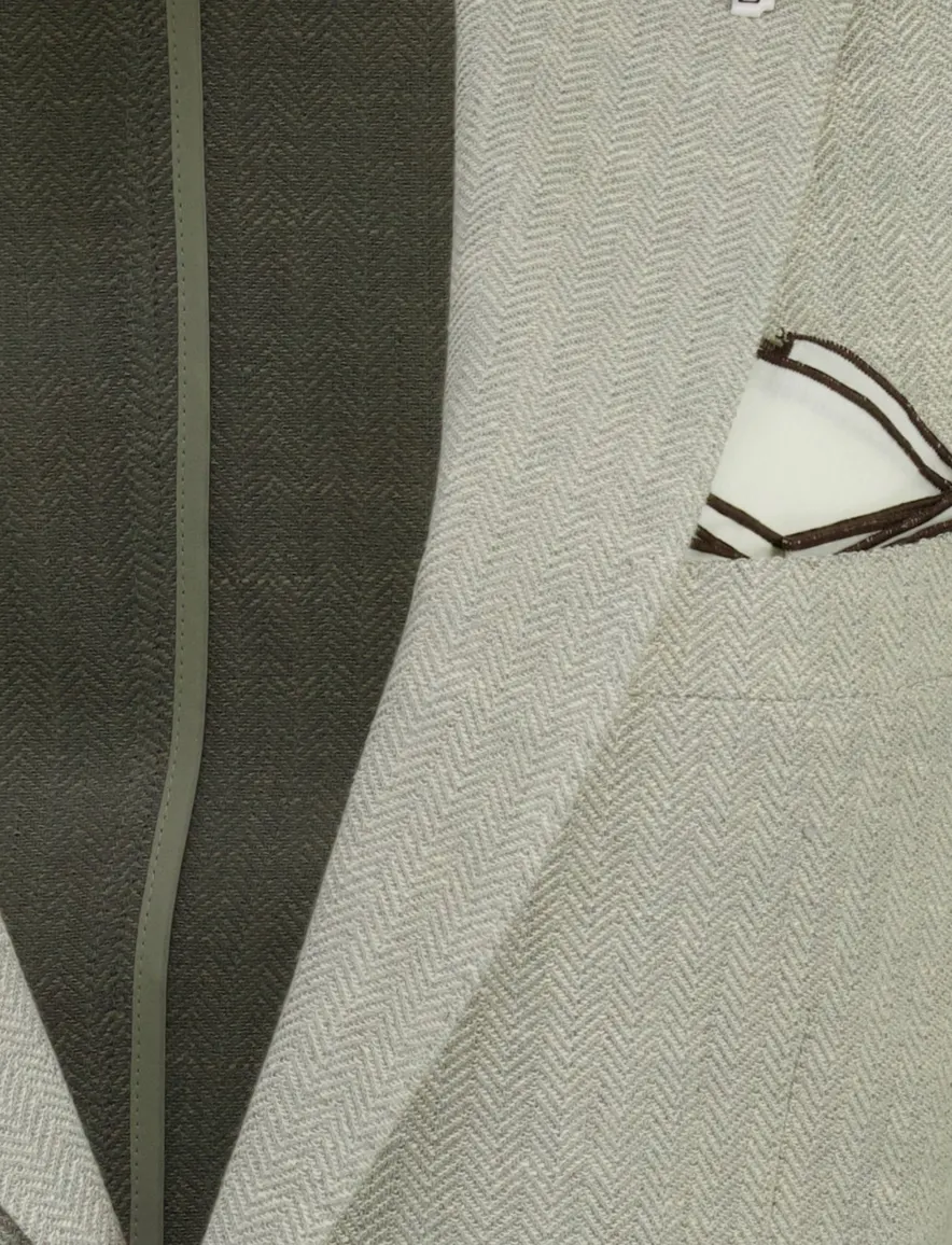 Colbert Born with Appetite grijs slim fit linnen