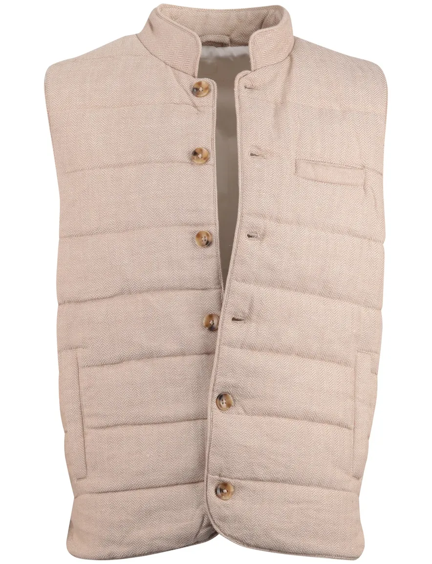 Born with Appetite bodywarmer beige visgraat