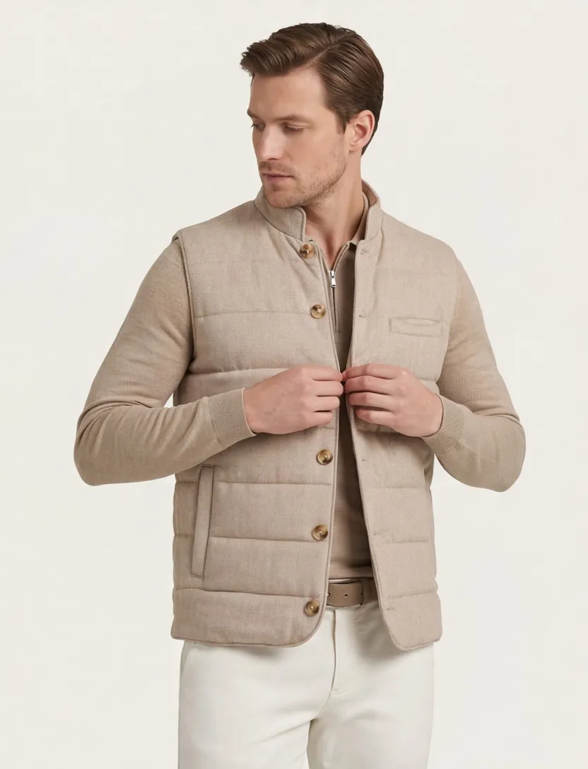 bodywarmer Born with Appetite beige normale fit knopen