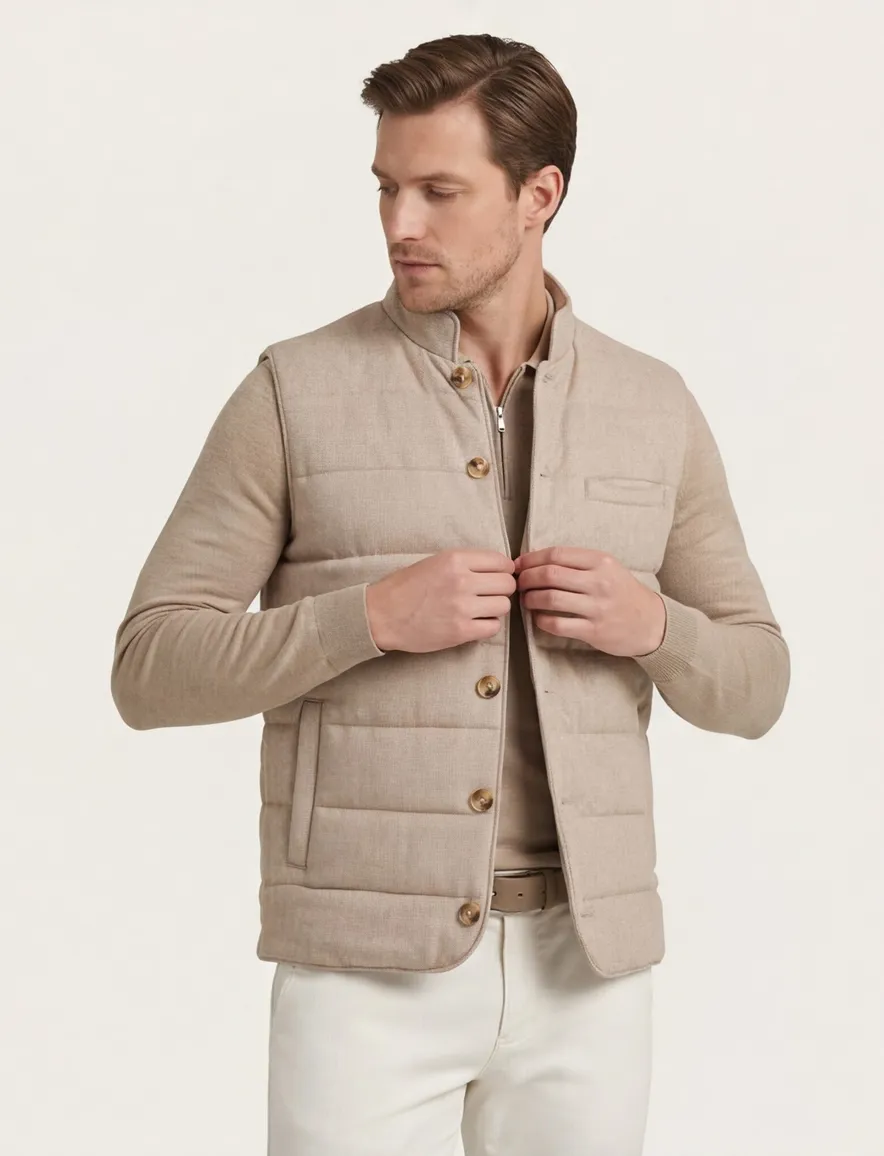 Born with Appetite bodywarmer beige visgraat