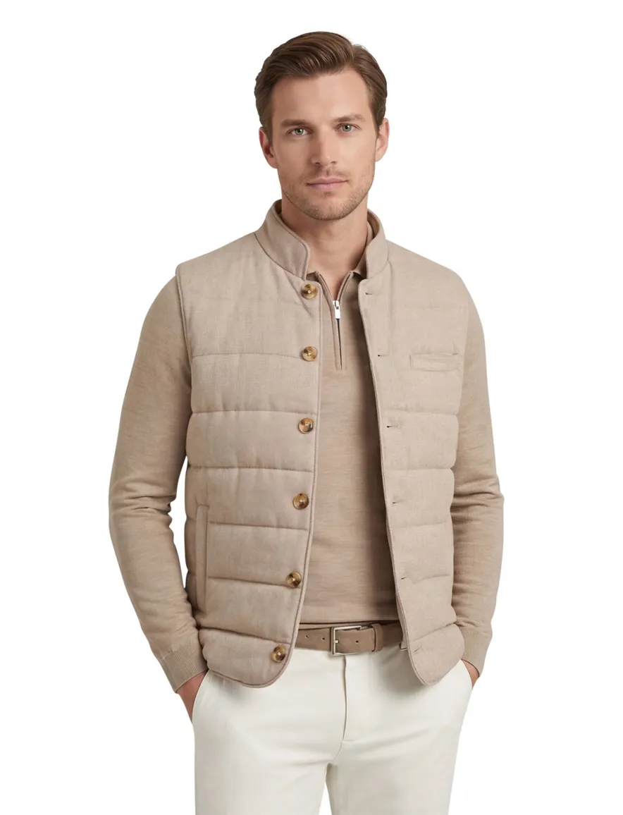 Born with Appetite bodywarmer beige visgraat