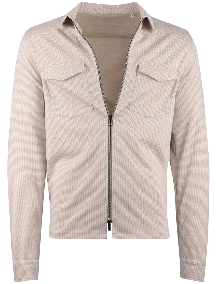 Beige geprint overshirt Born with Appetite rits borstzakken