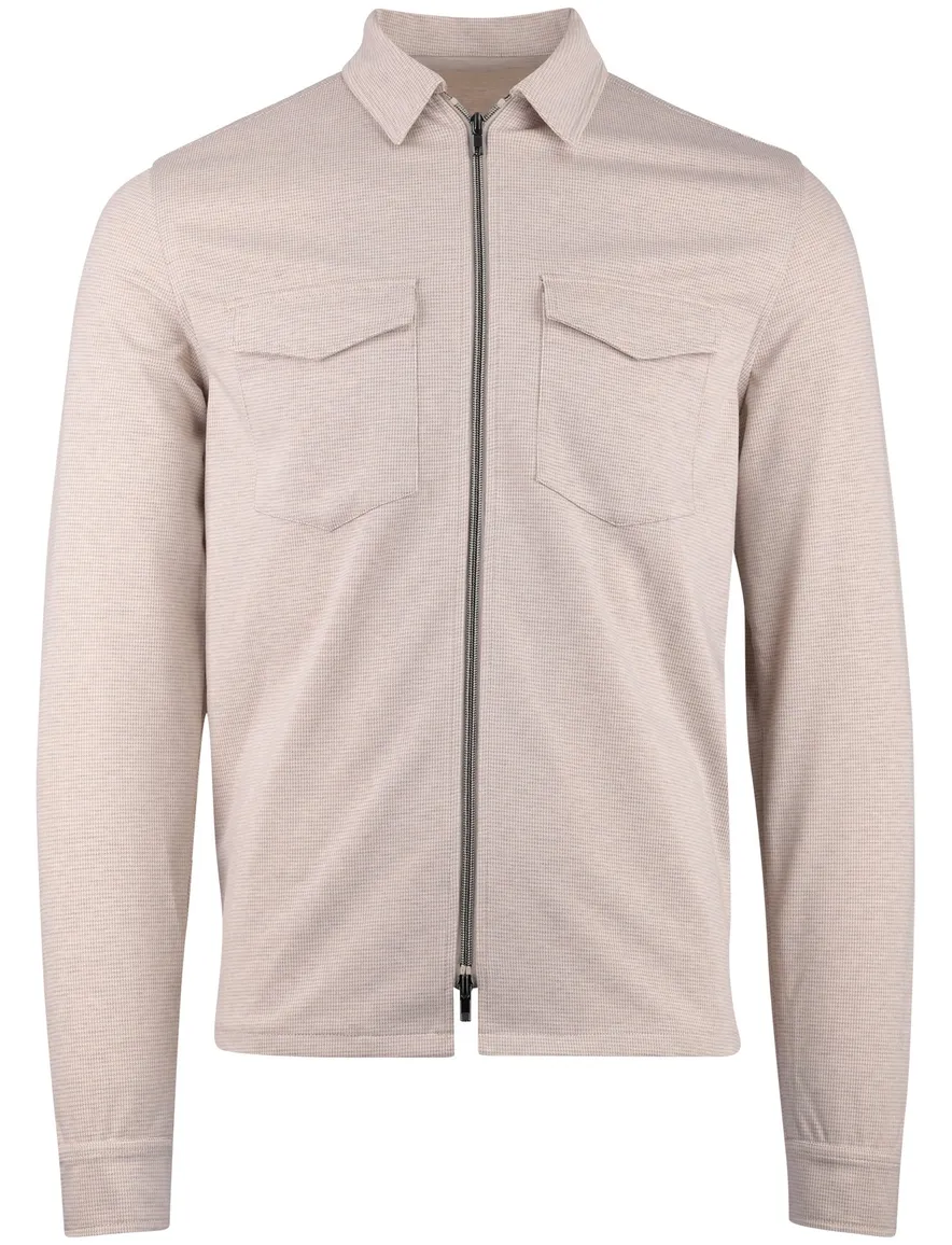 Beige geprint overshirt Born with Appetite rits borstzakken