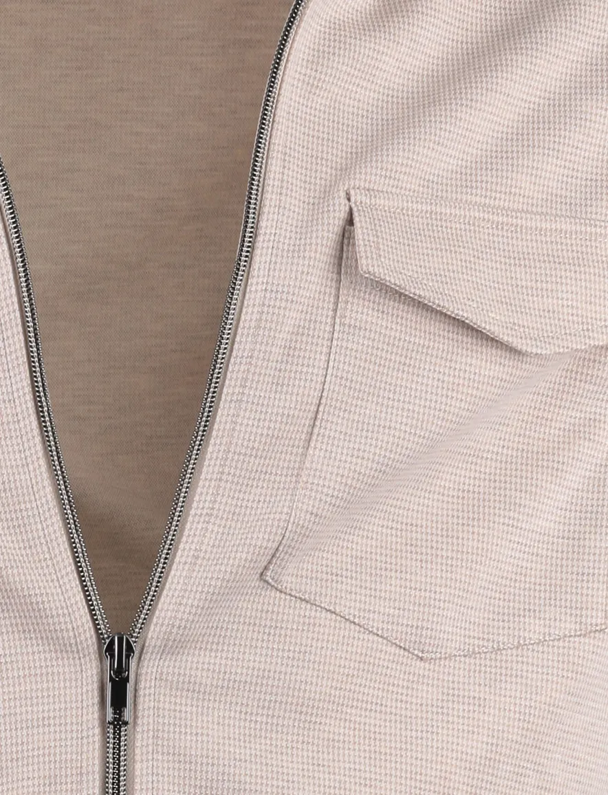 Beige geprint overshirt Born with Appetite rits borstzakken