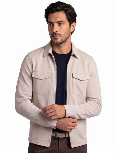 Born With Appetite Beige geprint overshirt Born with Appetite rits borstzakken