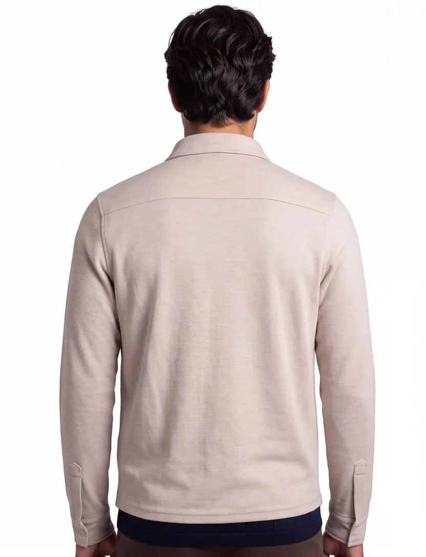 Overshirt beige geprint Born with Appetite rits normale fit