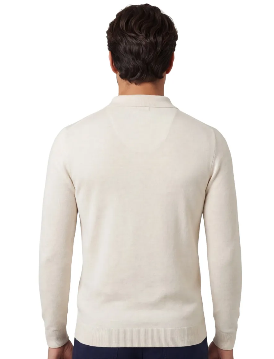 Crème polo Scotland Blue plince lange mouw