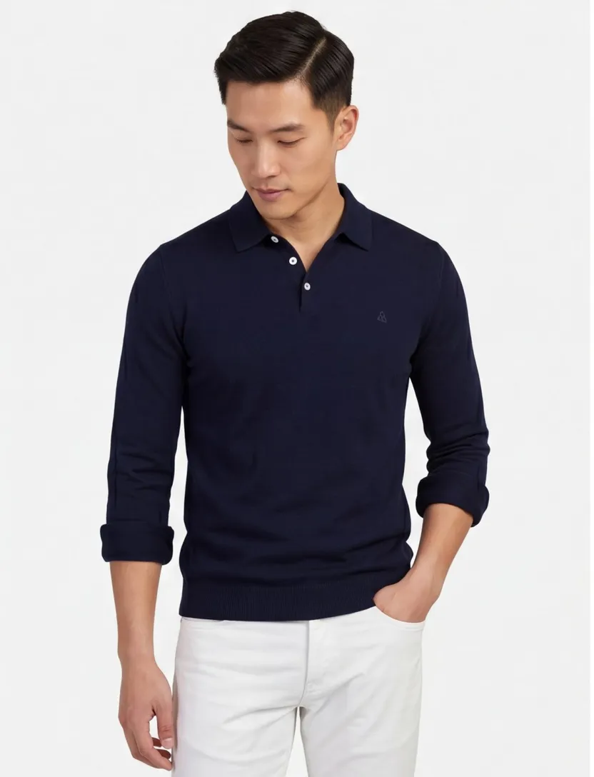 Polo Scotland Blue navy normale fit met boord
