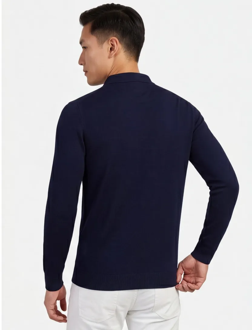 Polo Scotland Blue navy normale fit met boord