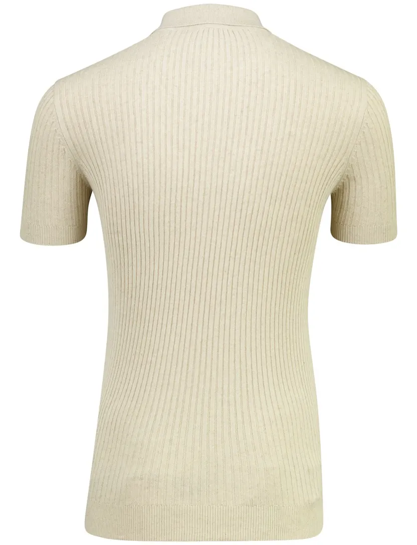 Polo Born with Appetite beige gebreid korte mouw linnen