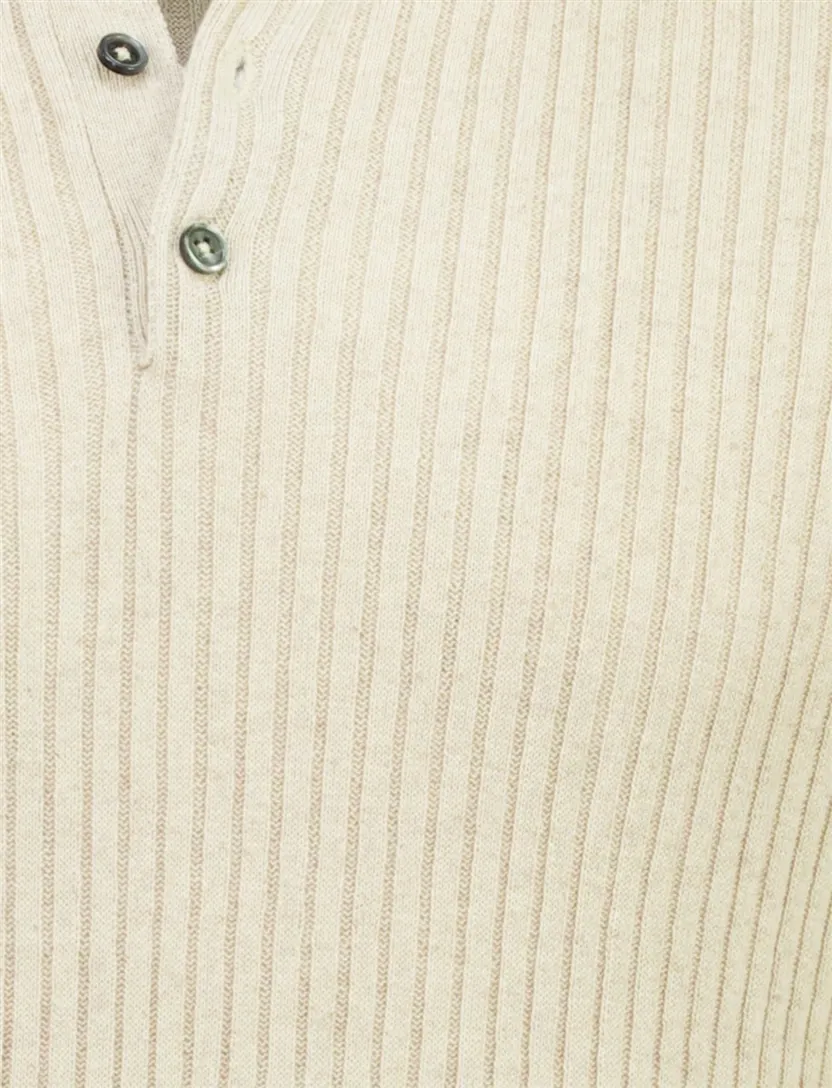 Polo Born with Appetite beige gebreid korte mouw linnen