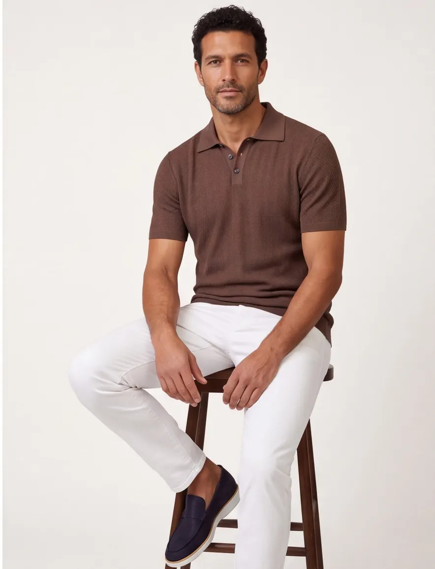 Scotland Blue Keane knitted polo bruin