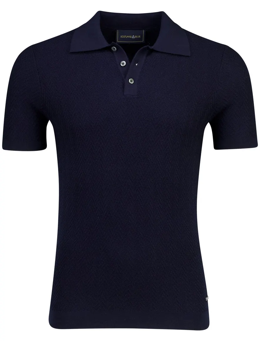 Navy polo Scotland Blue korte mouw normale fit