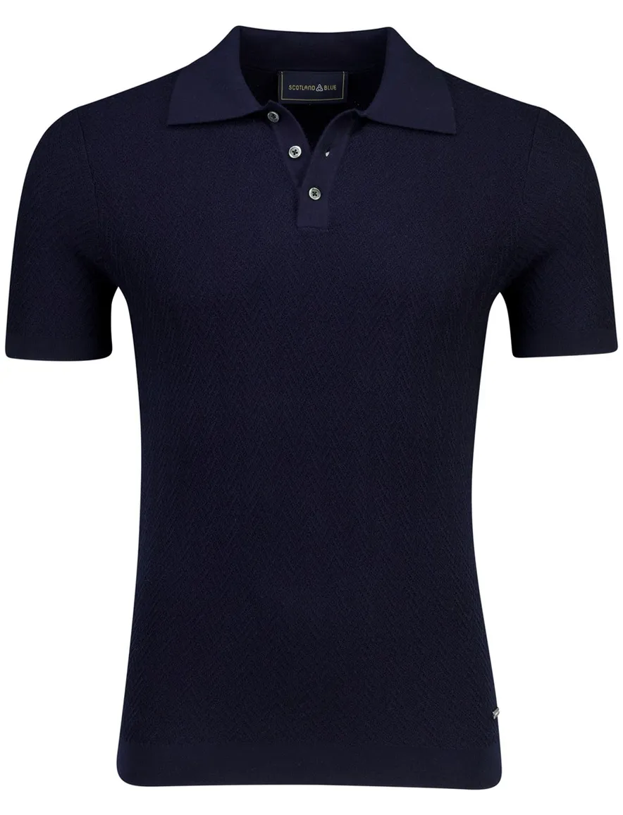 Scotland Blue Keane knitted polo navy