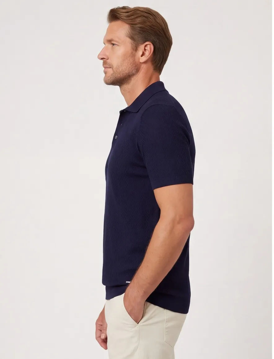 Navy polo Scotland Blue korte mouw normale fit