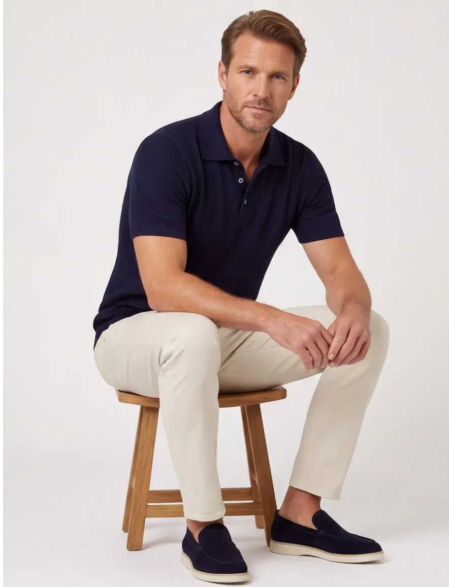 Scotland Blue Keane knitted polo navy