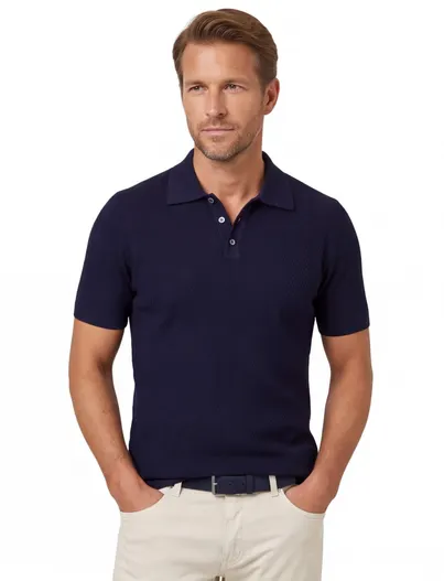 Scotland Blue Polo Scotland Blue navy kaene knitted 3 knoopjes