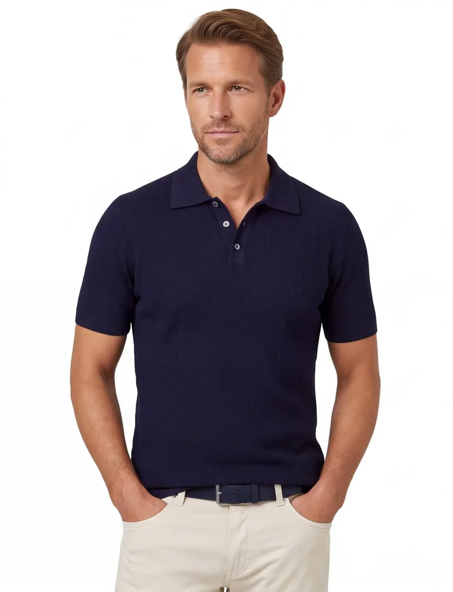 Scotland Blue Keane knitted polo navy