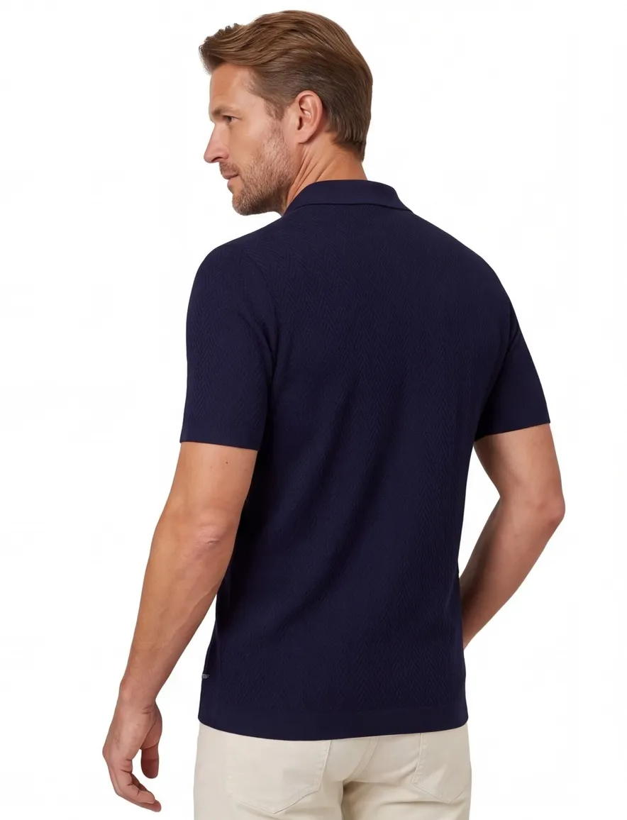 Scotland Blue Keane knitted polo navy