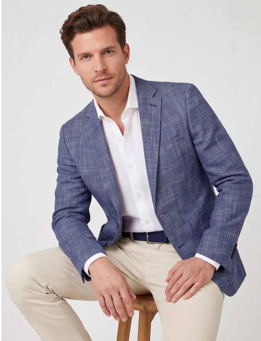 blauw colbert Portofino gemeleerd normale fit