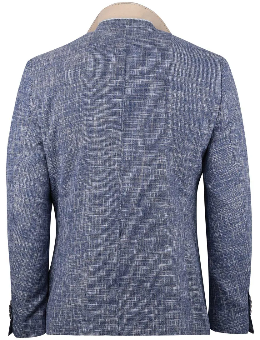 colbert Portofino blauw normale fit gemeleerd