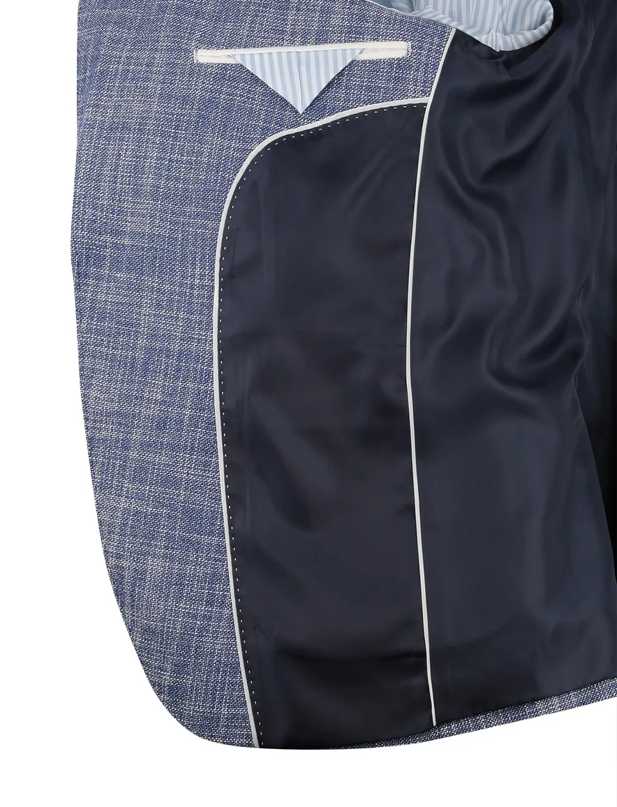 Portofino colbert blauw gemeleerd viscose