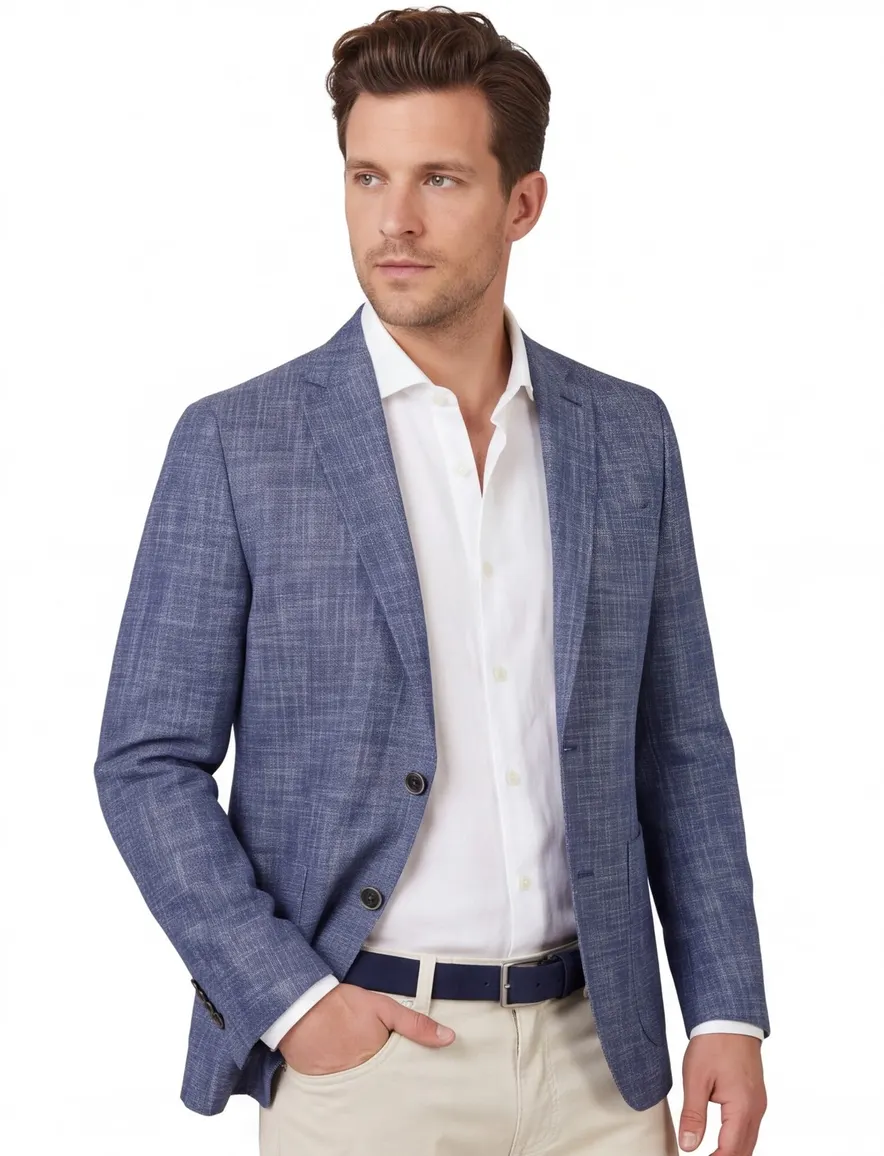 blauw colbert Portofino gemeleerd normale fit