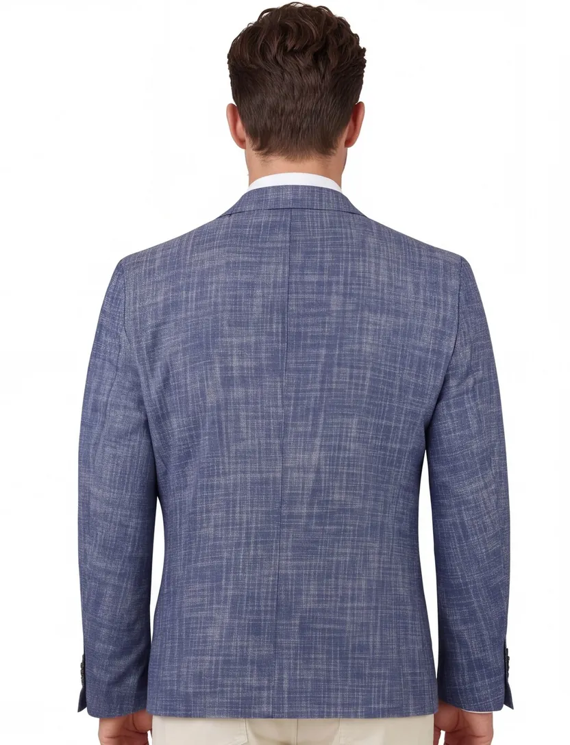 colbert Portofino blauw normale fit gemeleerd