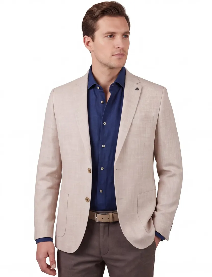 colbert Scotland Blue Leek beige gemeleerd bruine knoopjes