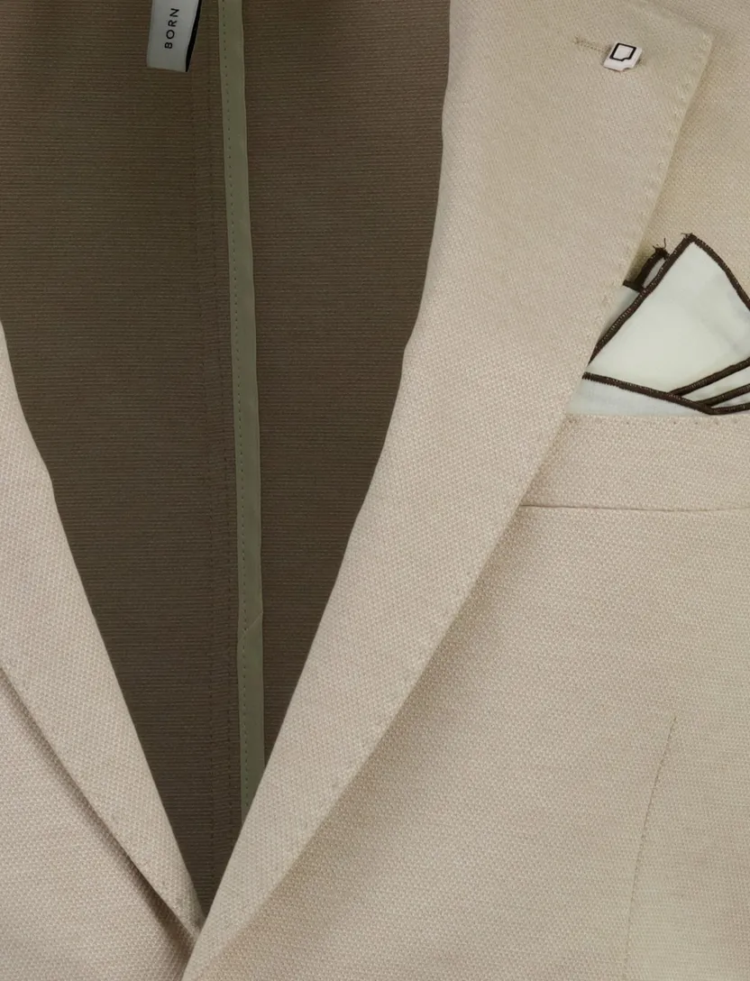 Viscose colbert met voering Born with Appetitie beige slim fit