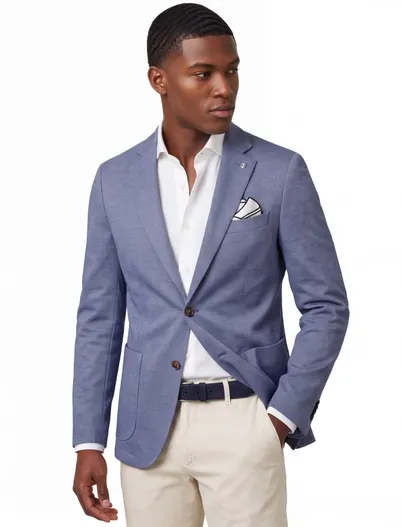 Born With Appetite Colbert Born With Appetite blauw gemêleerd slim fit