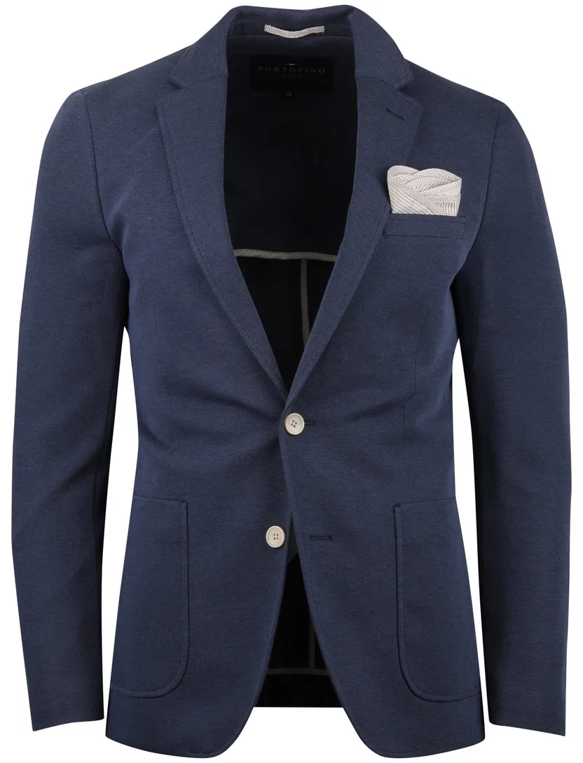 colbert Portofino donkerblauw pochet normale fit crem knopen