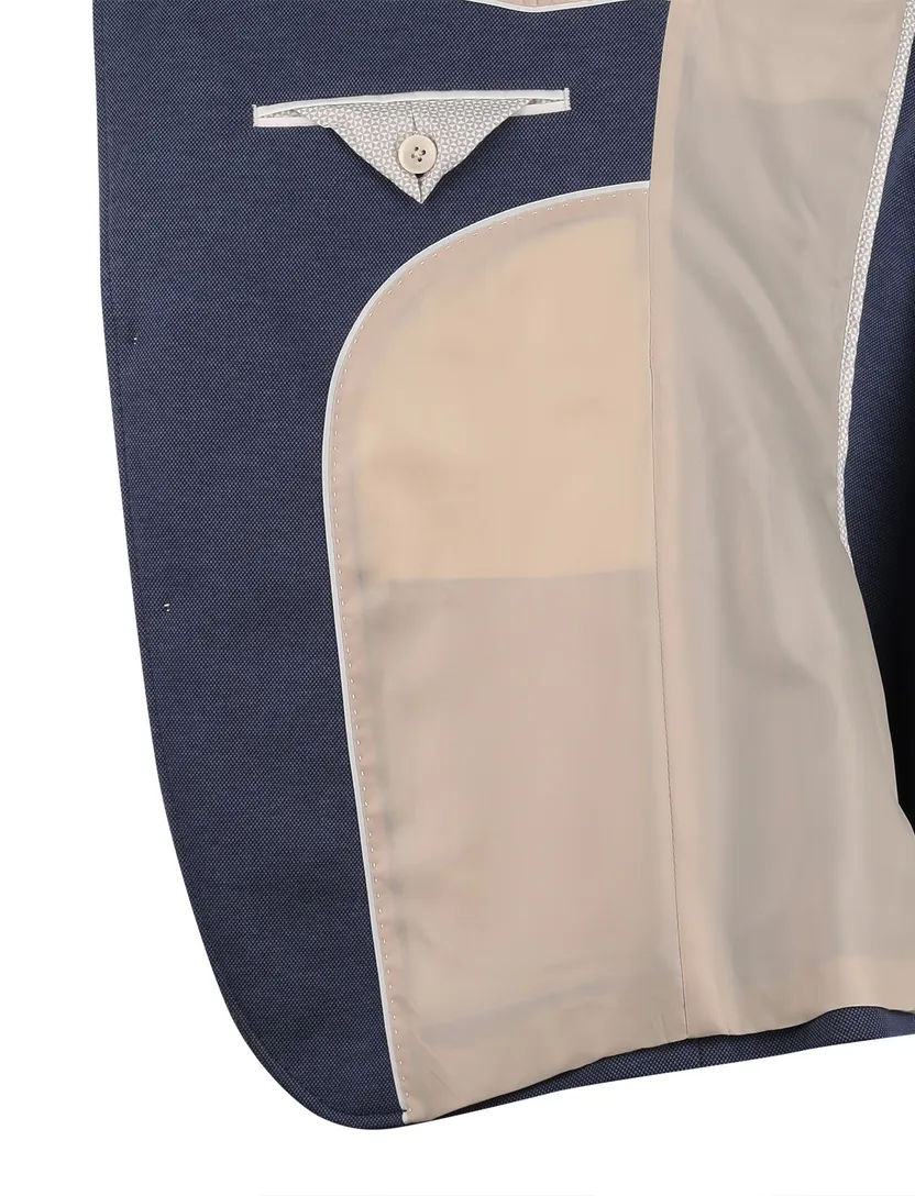 colbert Portofino donkerblauw pochet normale fit crem knopen