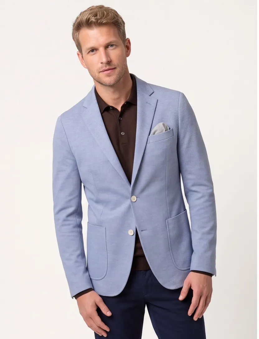 colbert Portofino lichtblauw normale fit pocket