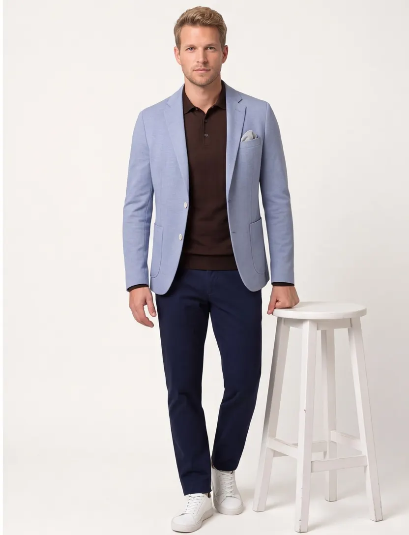 colbert Portofino lichtblauw normale fit pocket