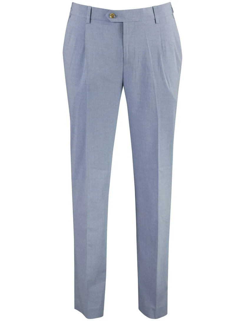 Pantalon Born With Appetite slim fit bandplooi lichtblauw
