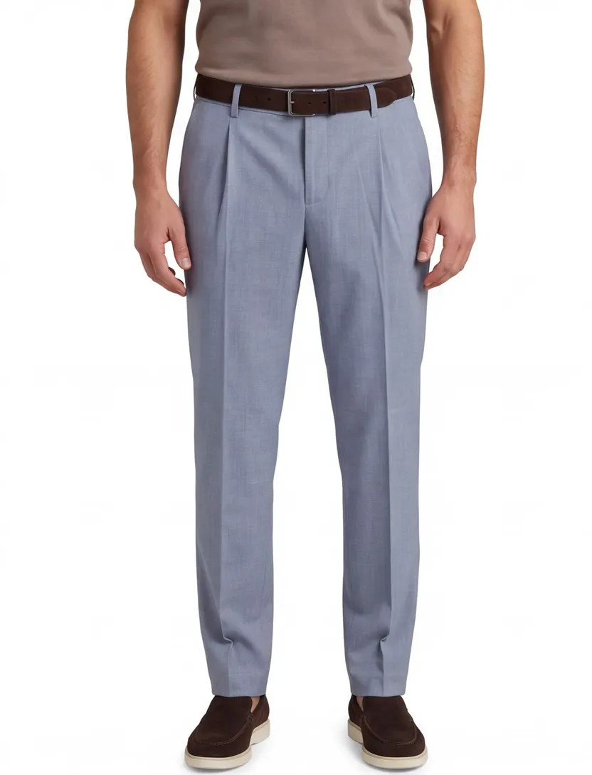 Pantalon Born With Appetite slim fit bandplooi lichtblauw