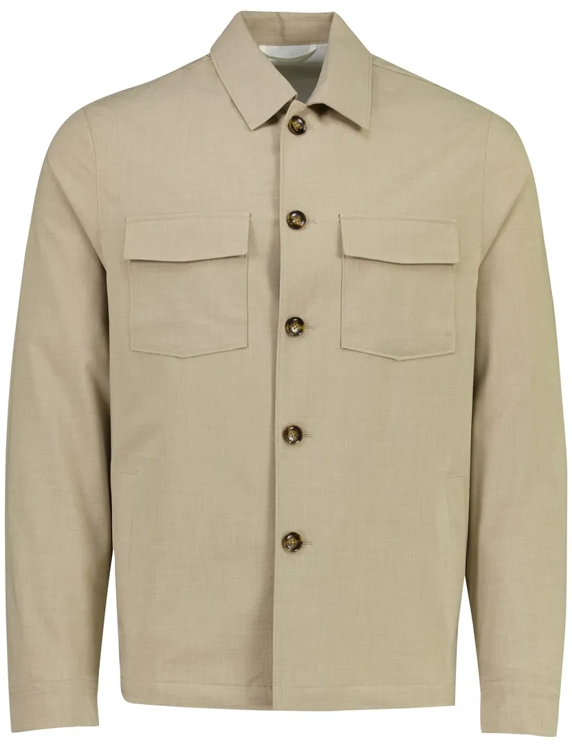 Beige overshirt Born With Appetite normale fit knopen