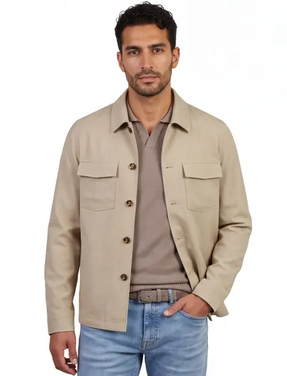 Born With Appetite Beige overshirt Born With Appetite normale fit knopen