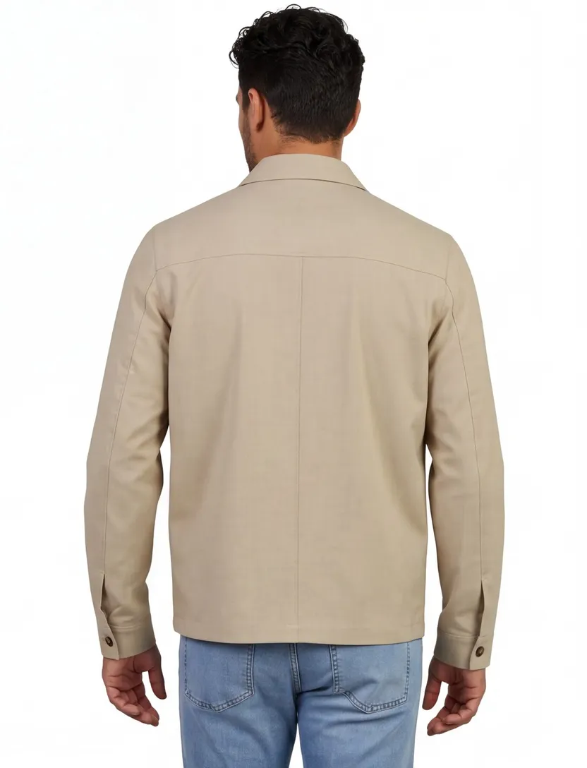 Beige overshirt Born With Appetite normale fit knopen