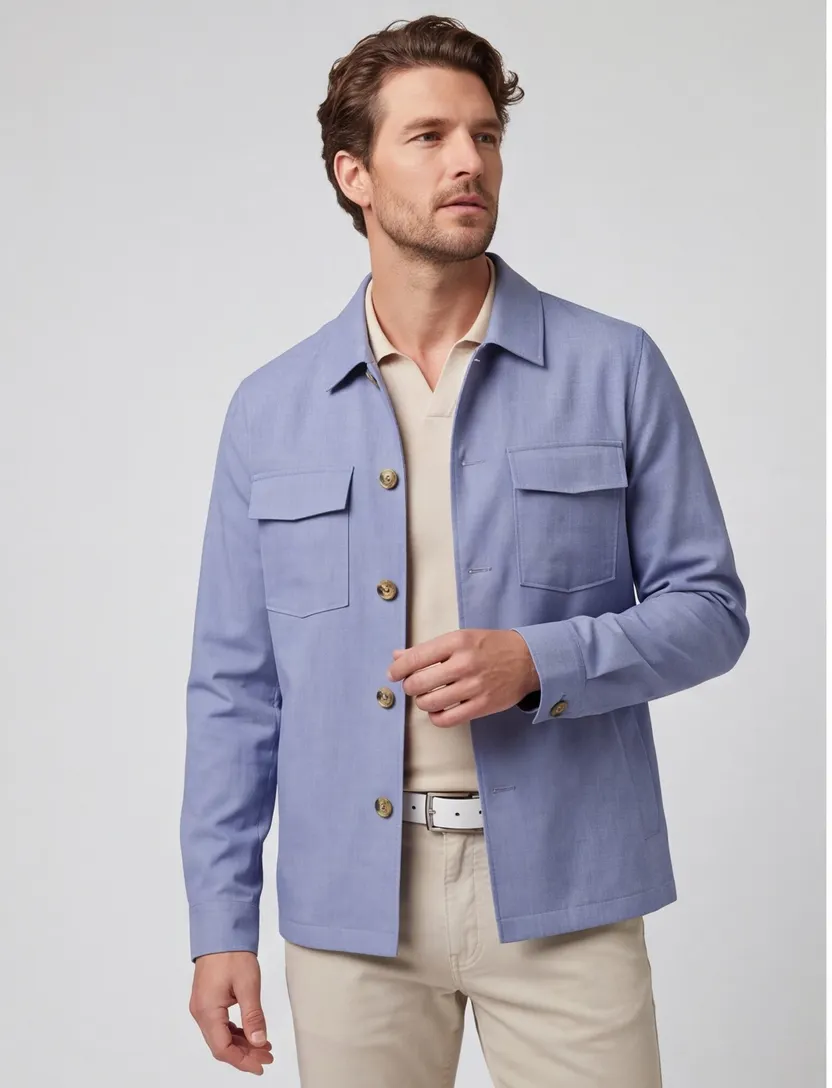 Overshirt Born With Appetite blauw knopen