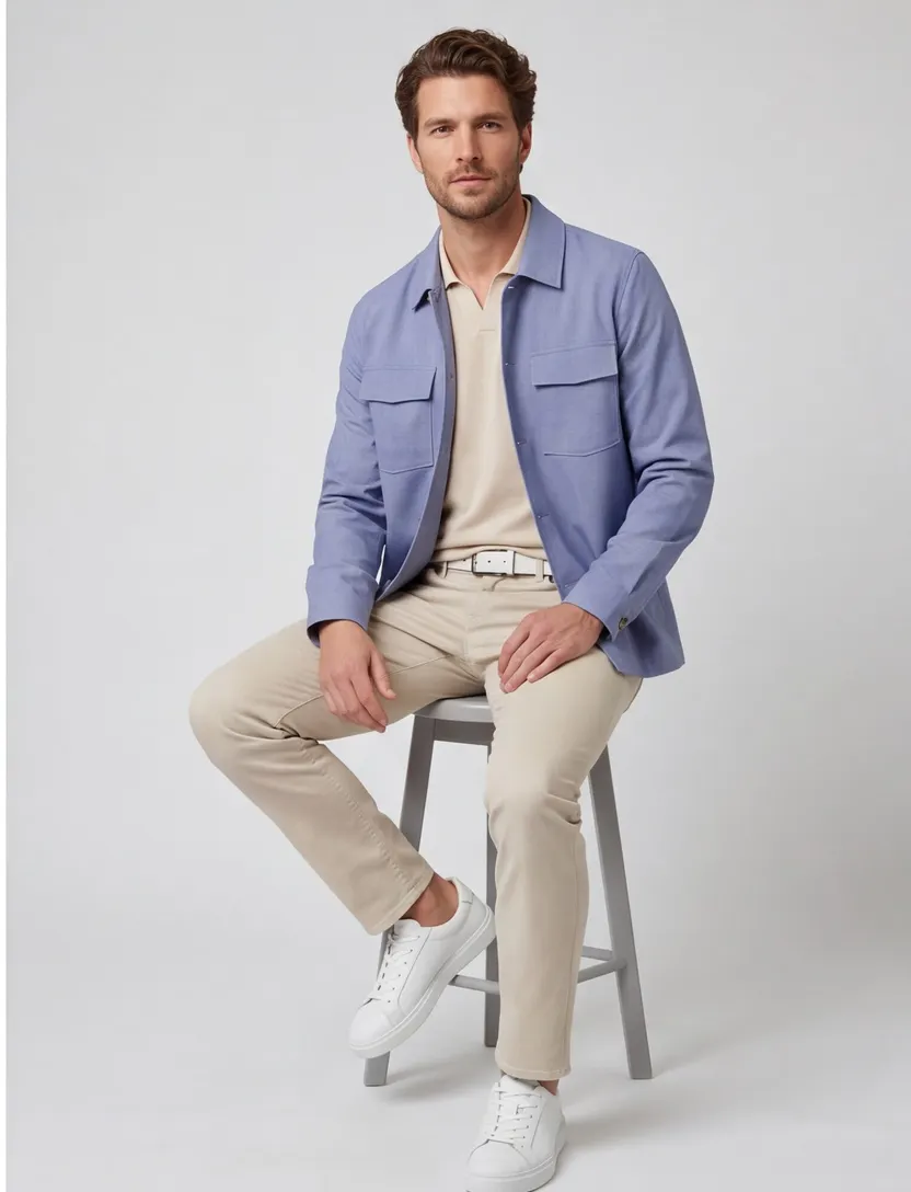 Overshirt Born With Appetite blauw knopen