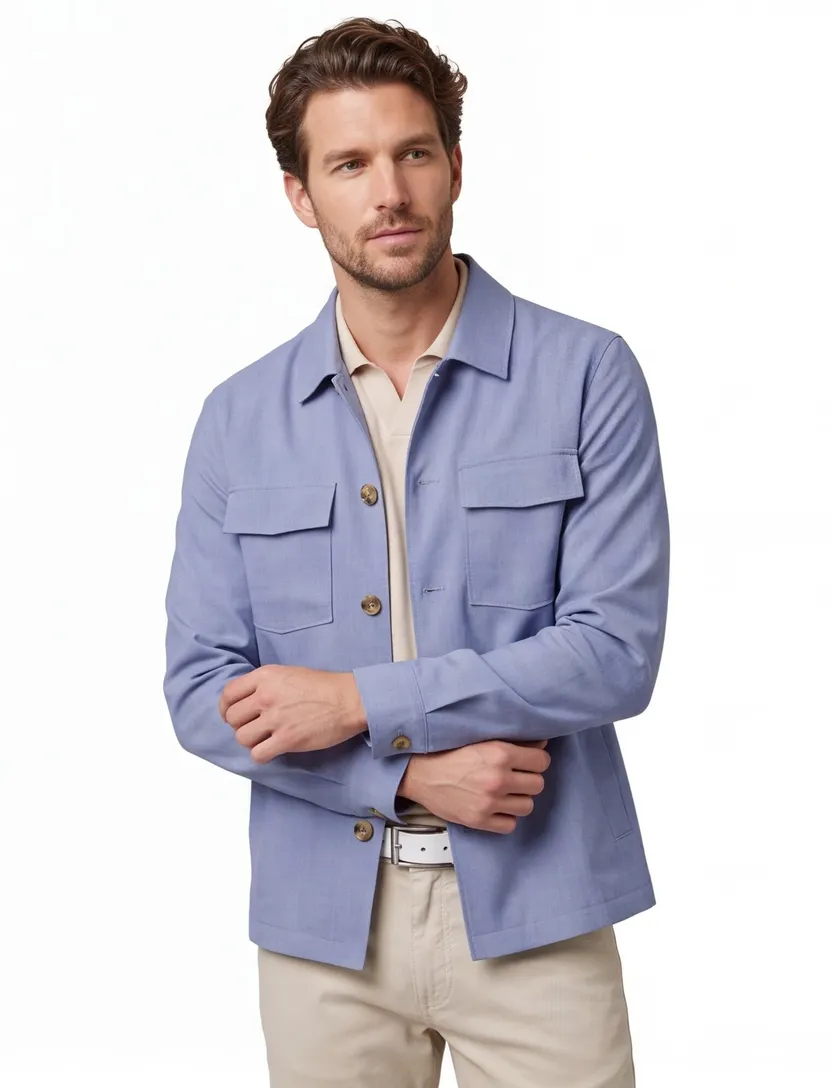 Overshirt Born With Appetite blauw knopen